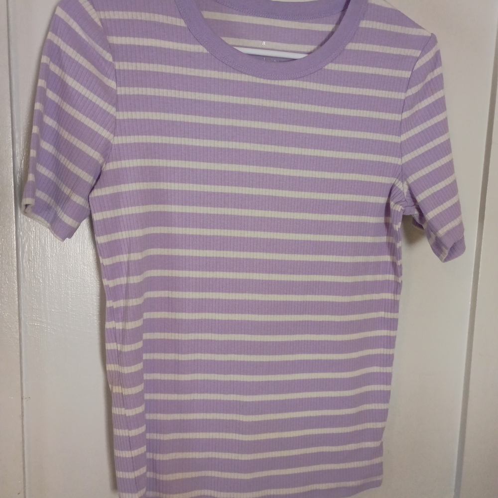 A New Day Lavender and White Striped Top